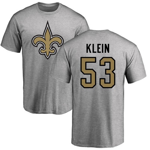Men New Orleans Saints Ash A J  Klein Name and Number Logo NFL Football #53 T Shirt